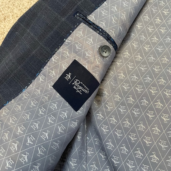 Navy blue plaid penguin full suit - Picture 3 of 5